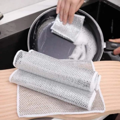 Multipurpose Wire Dishwashing Rags for Wet and Dry Stainless Steel Scrubber Non-Scratch Wire Dishcloth for Washing Dishes Sinks Counters Easy Rinsing Machine Washable
