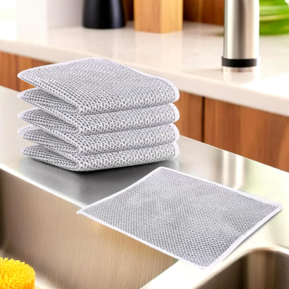 Multipurpose Wire Dishwashing Rags for Wet and Dry Stainless Steel Scrubber Non-Scratch Wire Dishcloth for Washing Dishes Sinks Counters Easy Rinsing Machine Washable