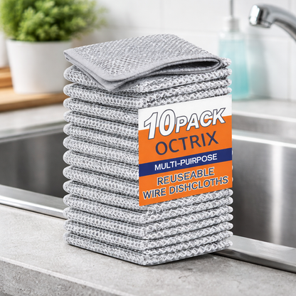 Multipurpose Wire Dishwashing Rags for Wet and Dry Stainless Steel Scrubber Non-Scratch Wire Dishcloth for Washing Dishes Sinks Counters Easy Rinsing Machine Washable