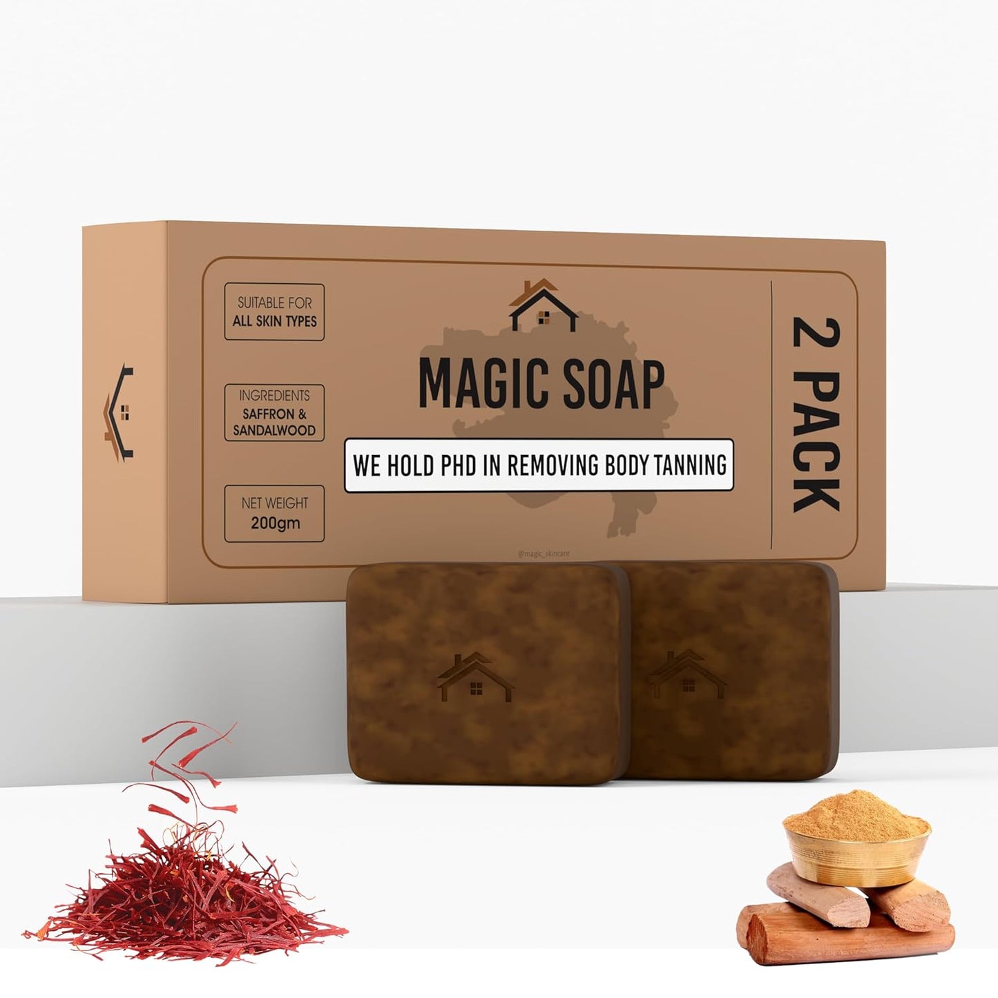 Handmade Magic Soaps For Skin Glow and Tan remover (pack of 2)