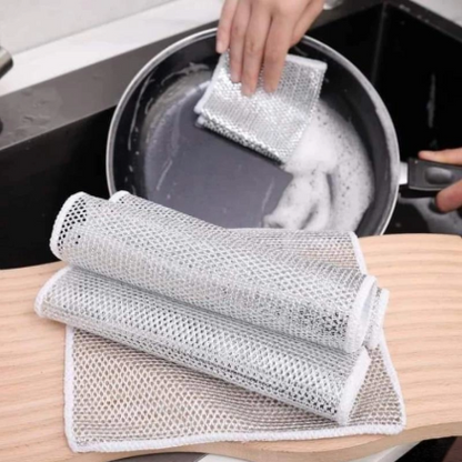 Multipurpose Wire Dishwashing Rags for Wet and Dry Stainless Steel Scrubber Non-Scratch Wire Dishcloth for Washing Dishes Sinks Counters Easy Rinsing Machine Washable