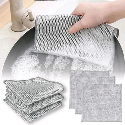 Multipurpose Wire Dishwashing Rags for Wet and Dry Stainless Steel Scrubber Non-Scratch Wire Dishcloth for Washing Dishes Sinks Counters Easy Rinsing Machine Washable