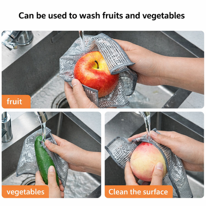 Multipurpose Wire Dishwashing Rags for Wet and Dry Stainless Steel Scrubber Non-Scratch Wire Dishcloth for Washing Dishes Sinks Counters Easy Rinsing Machine Washable