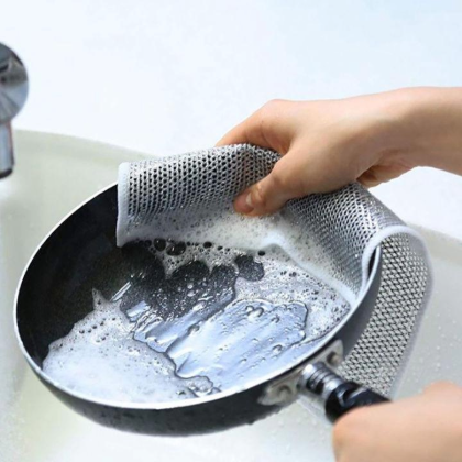 Multipurpose Wire Dishwashing Rags for Wet and Dry Stainless Steel Scrubber Non-Scratch Wire Dishcloth for Washing Dishes Sinks Counters Easy Rinsing Machine Washable